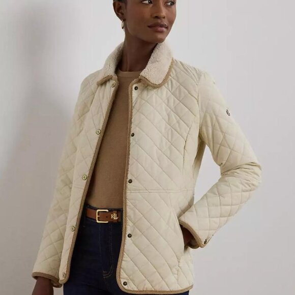 Ralph Lauren Women’s Petite Faux-Sherpa-Collar Quilted Coat - Picture 1 of 4